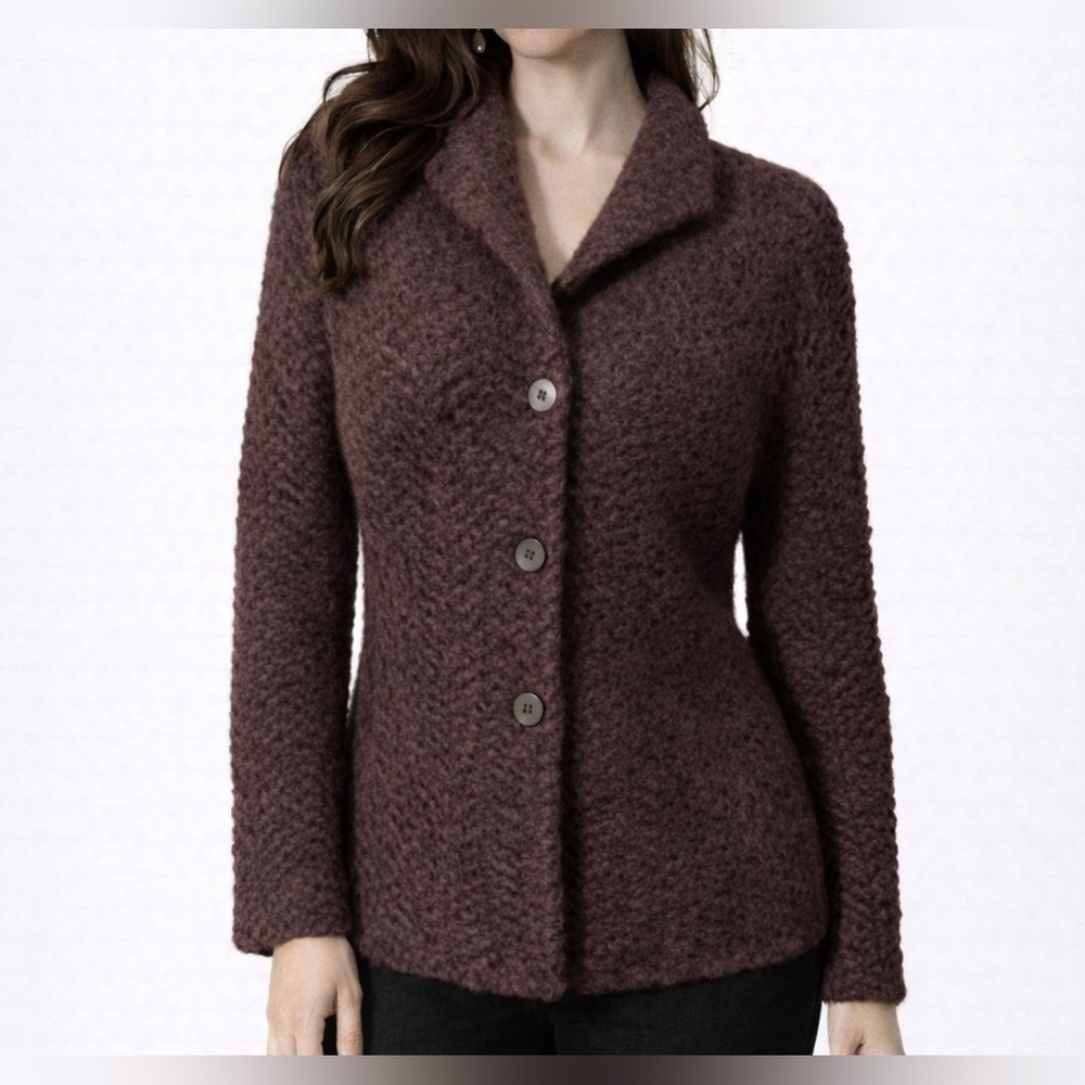 Cypress Grove Sweater S Small Maroon Wine Crew Neck Mohair Jacket